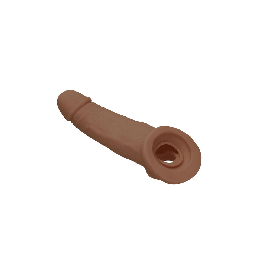 REALROCK 9'' Realistic Penis Extender with Rings - Tan - Tan 22.9 cm Penis Extension Sleeve