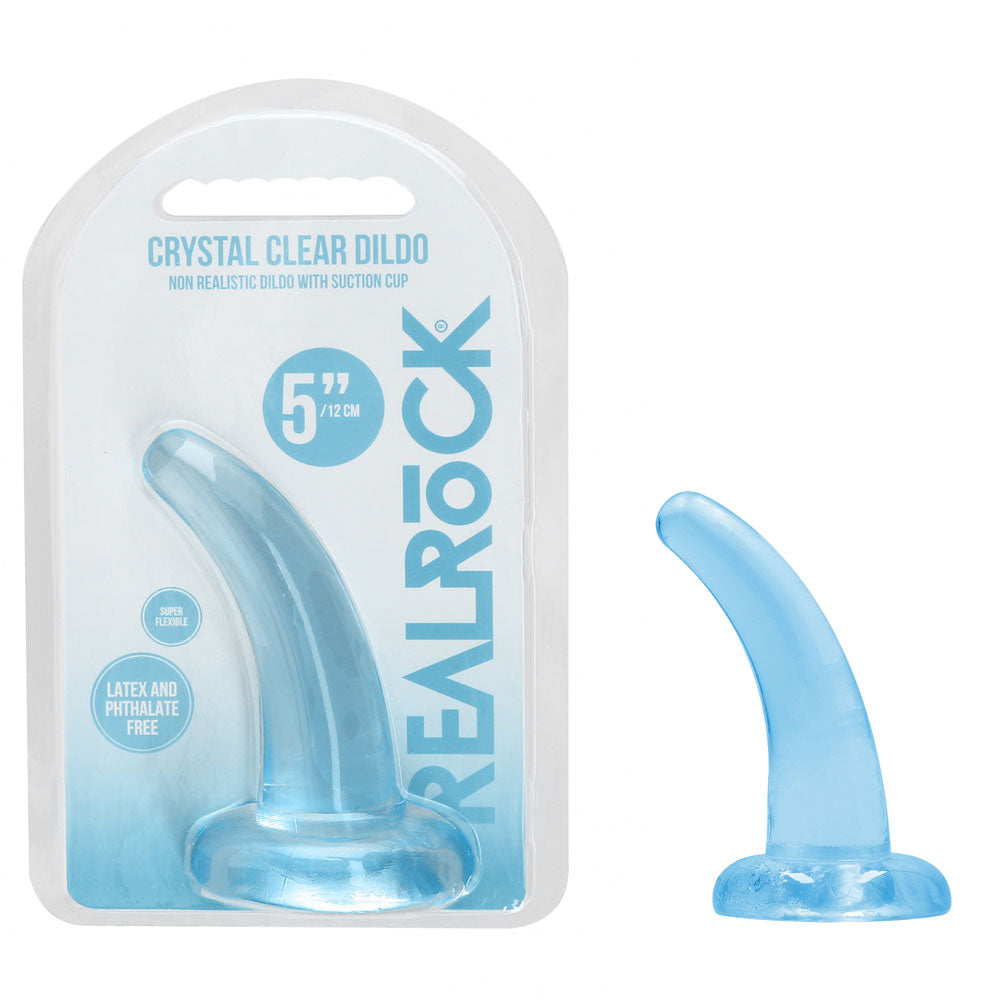 REALROCK Non Realistic Dildo With Suction Cup - 11.5 cm - Blue - Blue 11.5 cm Curved Pegging Dong