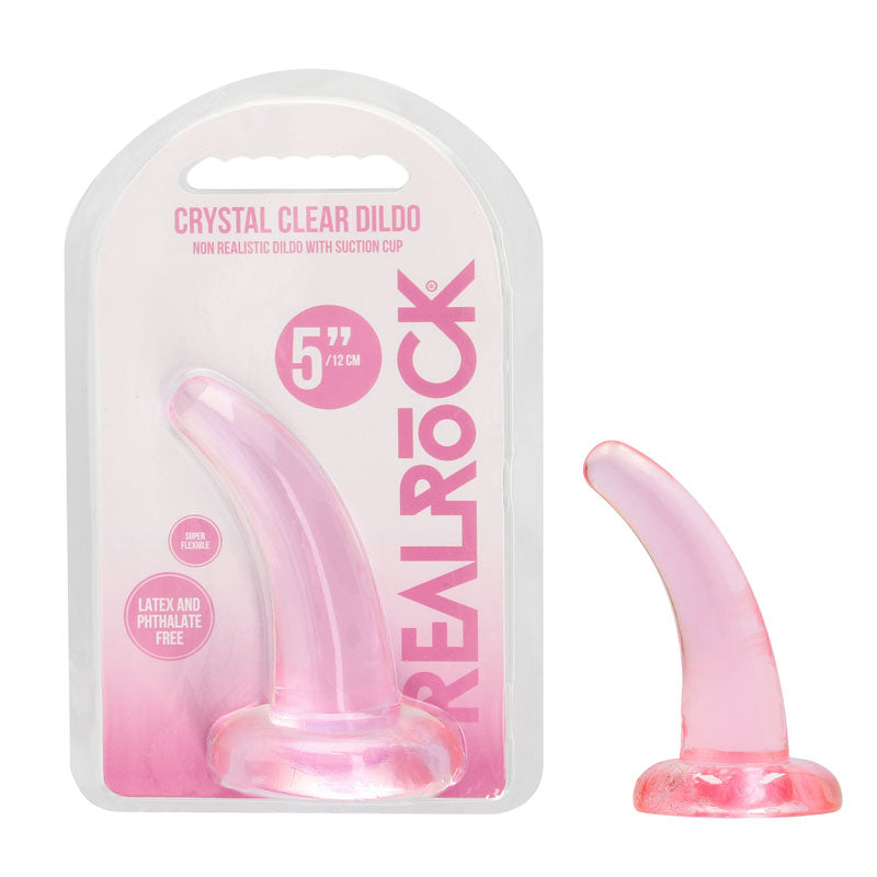 REALROCK Non Realistic Dildo With Suction Cup - 11.5 cm - Pink 11.5 cm Curved Pegging Dong
