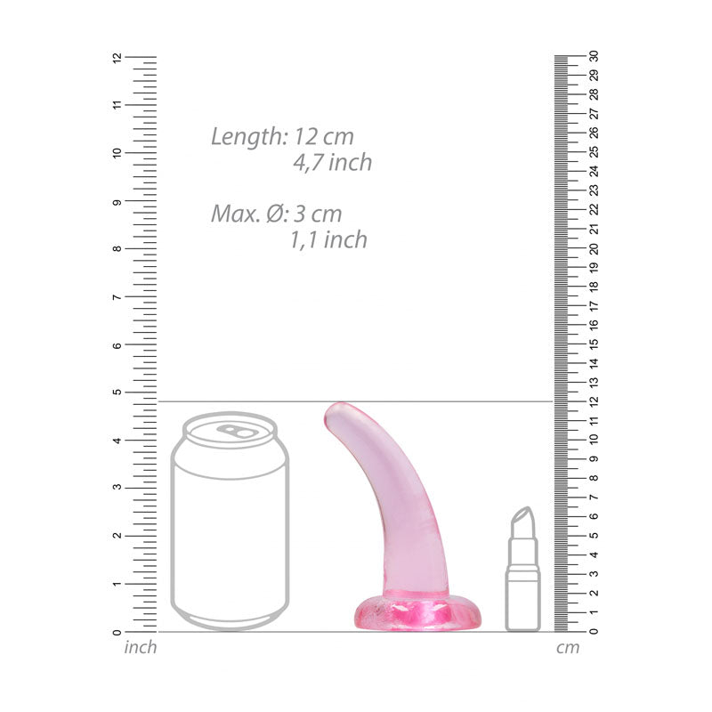 REALROCK Non Realistic Dildo With Suction Cup - 11.5 cm - Pink 11.5 cm Curved Pegging Dong