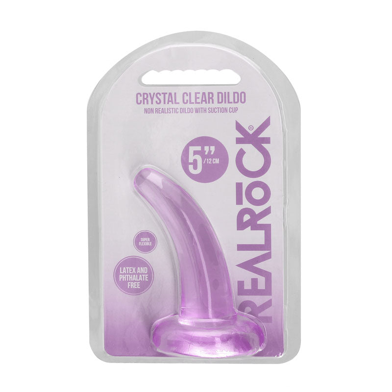 REALROCK Non Realistic Dildo With Suction Cup - 11.5 cm - Purple 11.5 cm Curved Pegging Dong