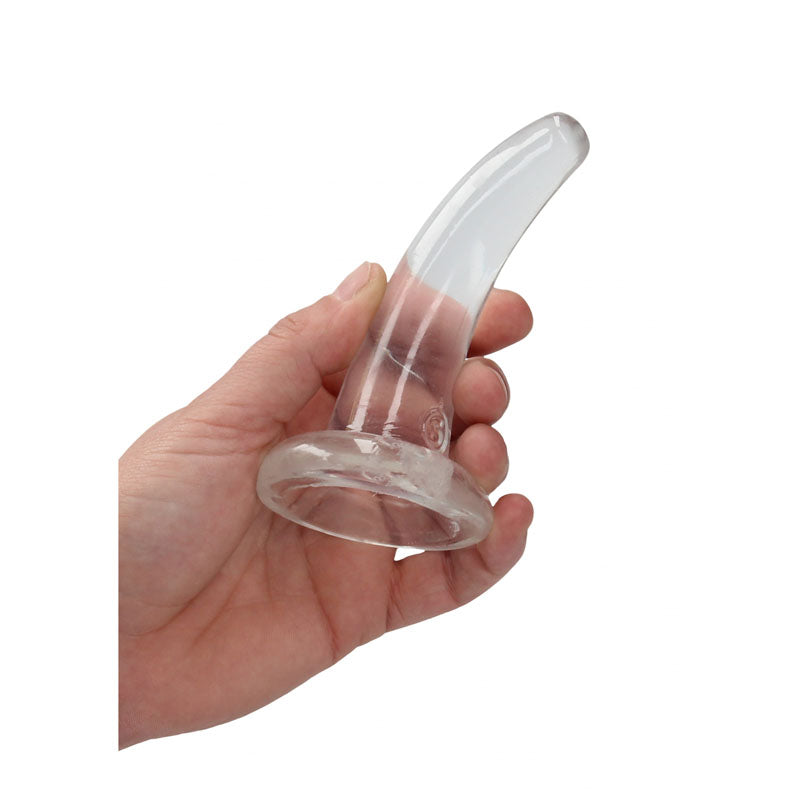 REALROCK Non Realistic Dildo With Suction Cup - 11.5 cm - Clear 11.5 cm Curved Pegging Dong