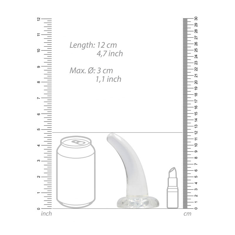 REALROCK Non Realistic Dildo With Suction Cup - 11.5 cm - Clear 11.5 cm Curved Pegging Dong