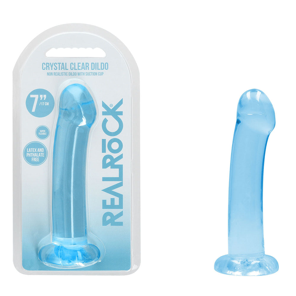 REALROCK Non Realistic Dildo With Suction Cup - 17 cm - Blue - Blue 17 cm Dong