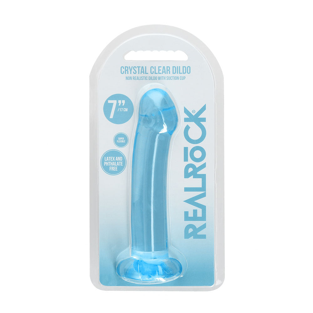 REALROCK Non Realistic Dildo With Suction Cup - 17 cm - Blue - Blue 17 cm Dong