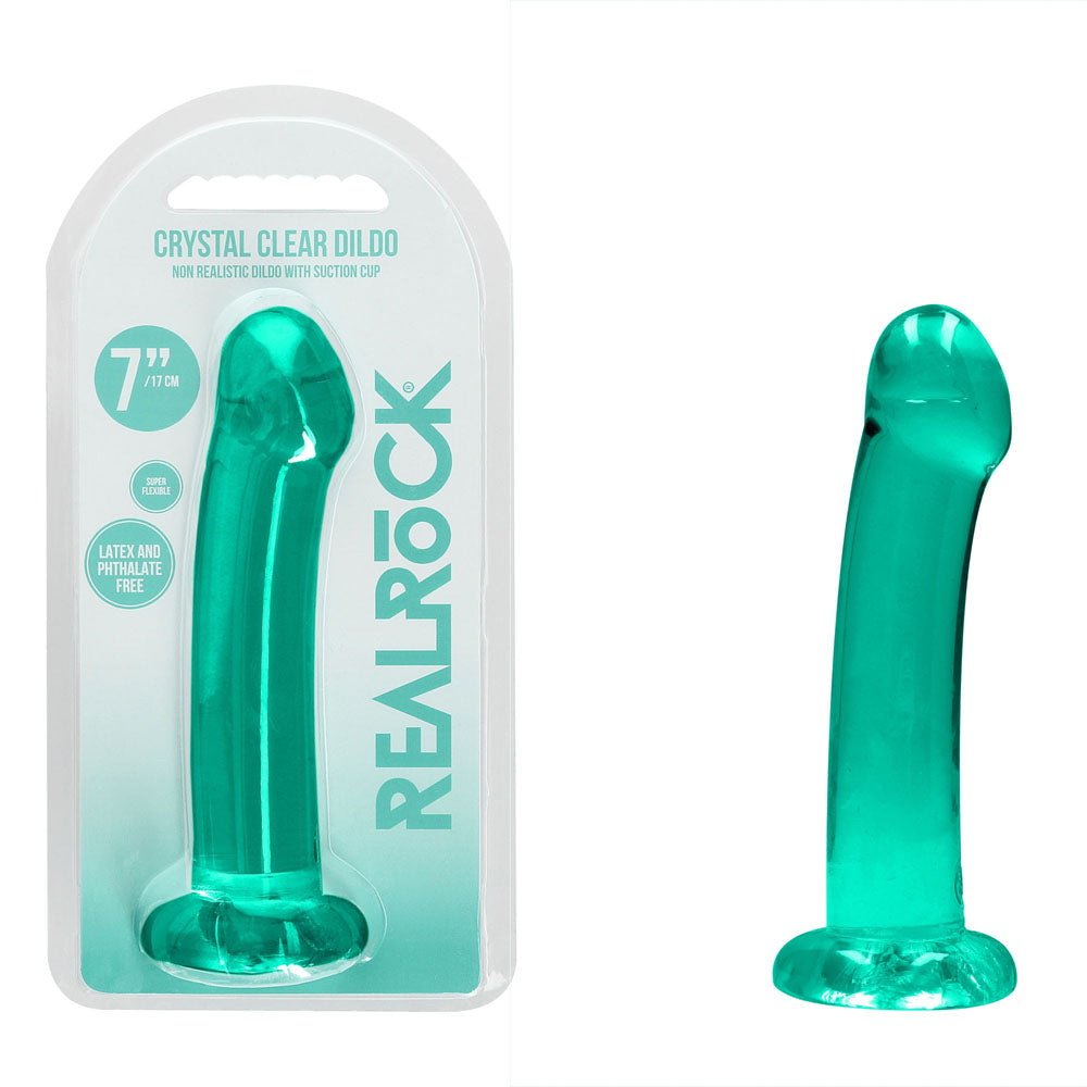 REALROCK Non Realistic Dildo With Suction Cup - 17 cm - Turquoise - Turquoise 17 cm Dong