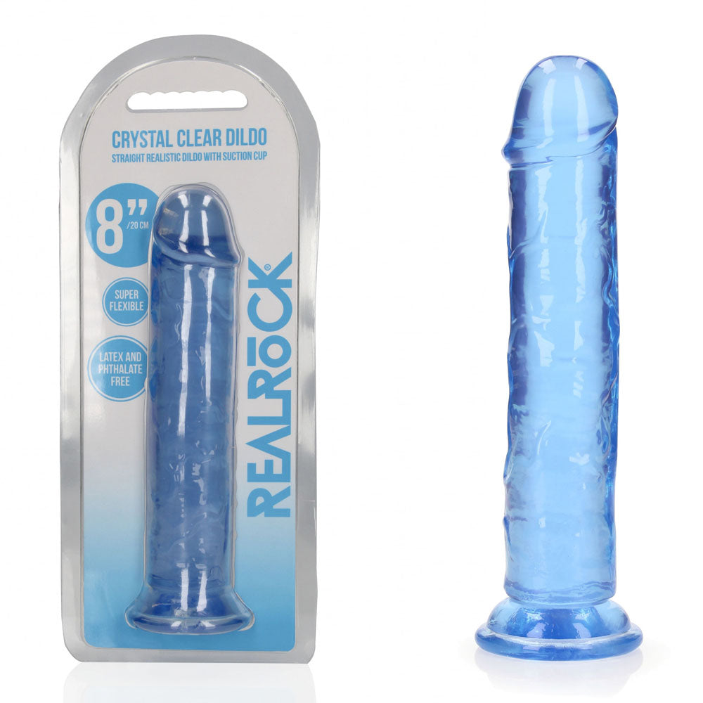 REALROCK 20 cm Straight Dildo - Blue - Blue 20 cm (8'') Dong