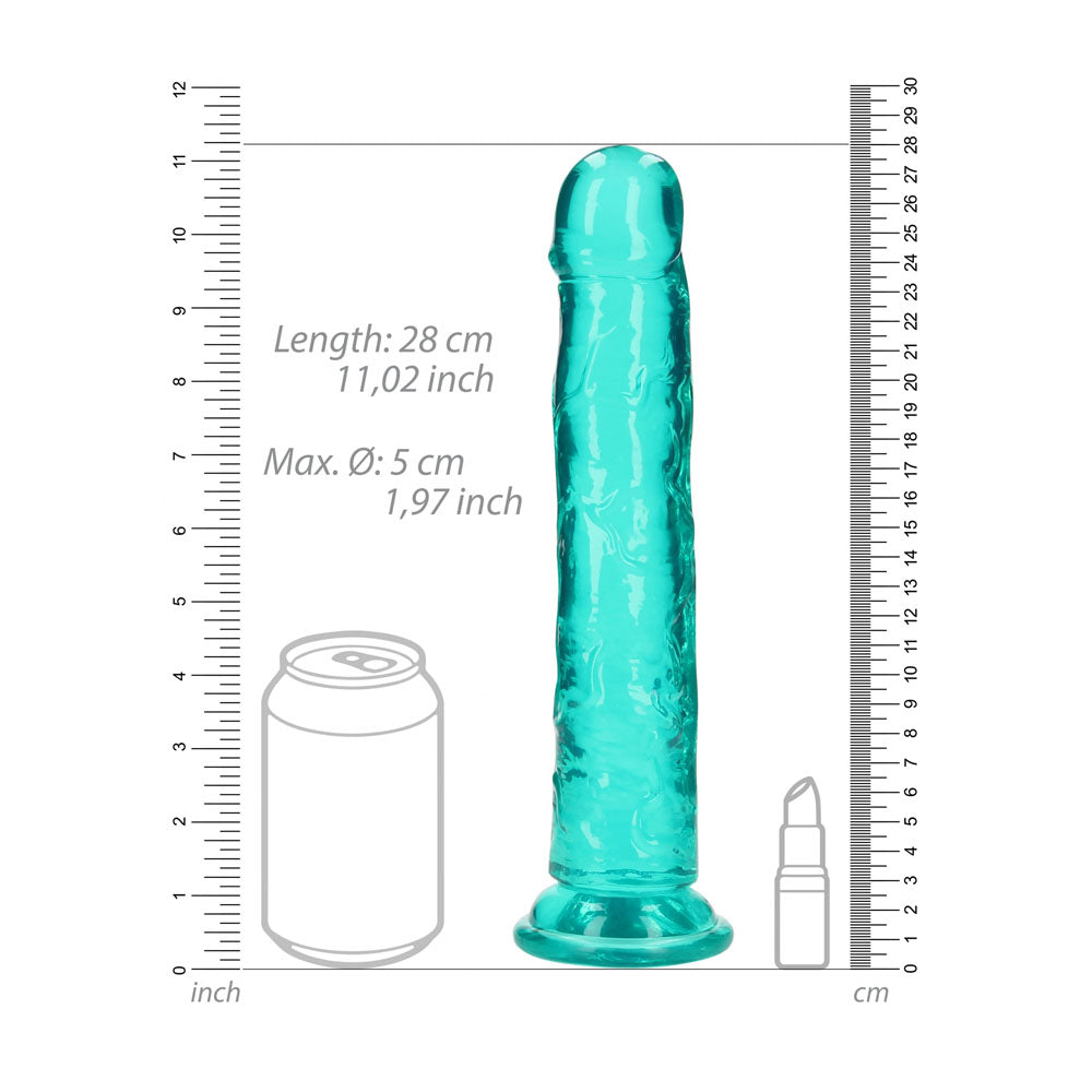 REALROCK 28 cm Straight Dildo - Turquoise - Turquoise 28 cm (10'') Dong