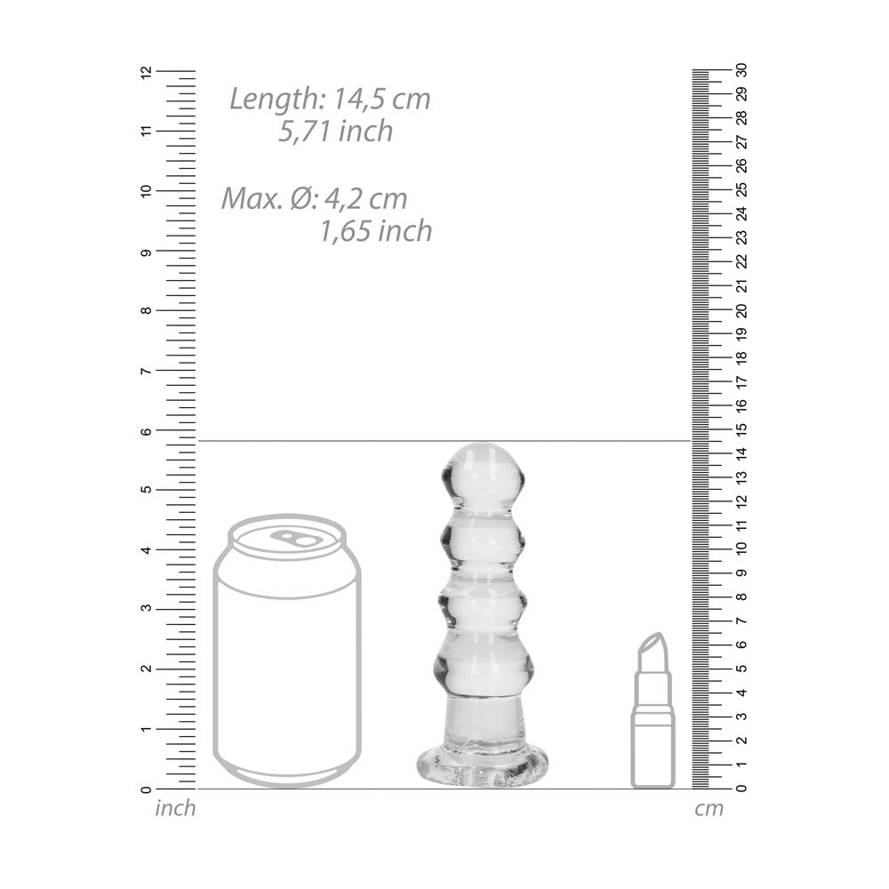 REALROCK 14 cm Curvy Anal Plug - Transparent - Clear 14 cm (4.5'') Butt Plug