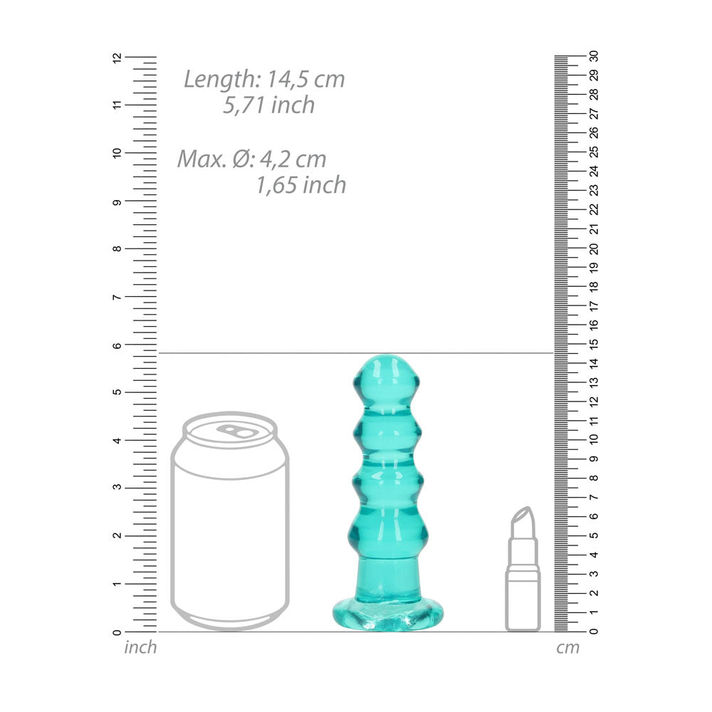 REALROCK 14 cm Curvy Anal Plug - Turquoise - Turquoise 14 cm (4.5'') Butt Plug