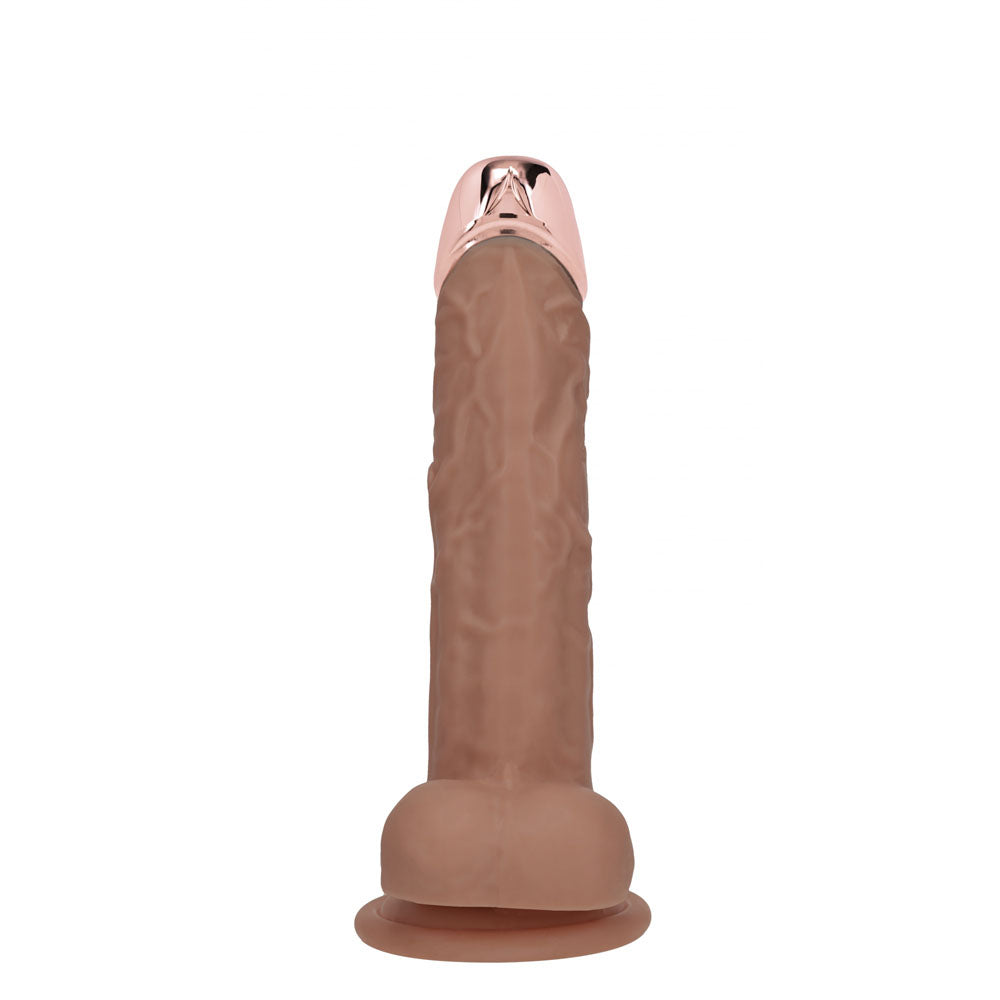 REALROCK Metal Head 6'' Rechargeable Dildo - Tan - Tan 16.2 cm USB Rechargeable Vibrating Dildo with Metal Head and Wireless Remote