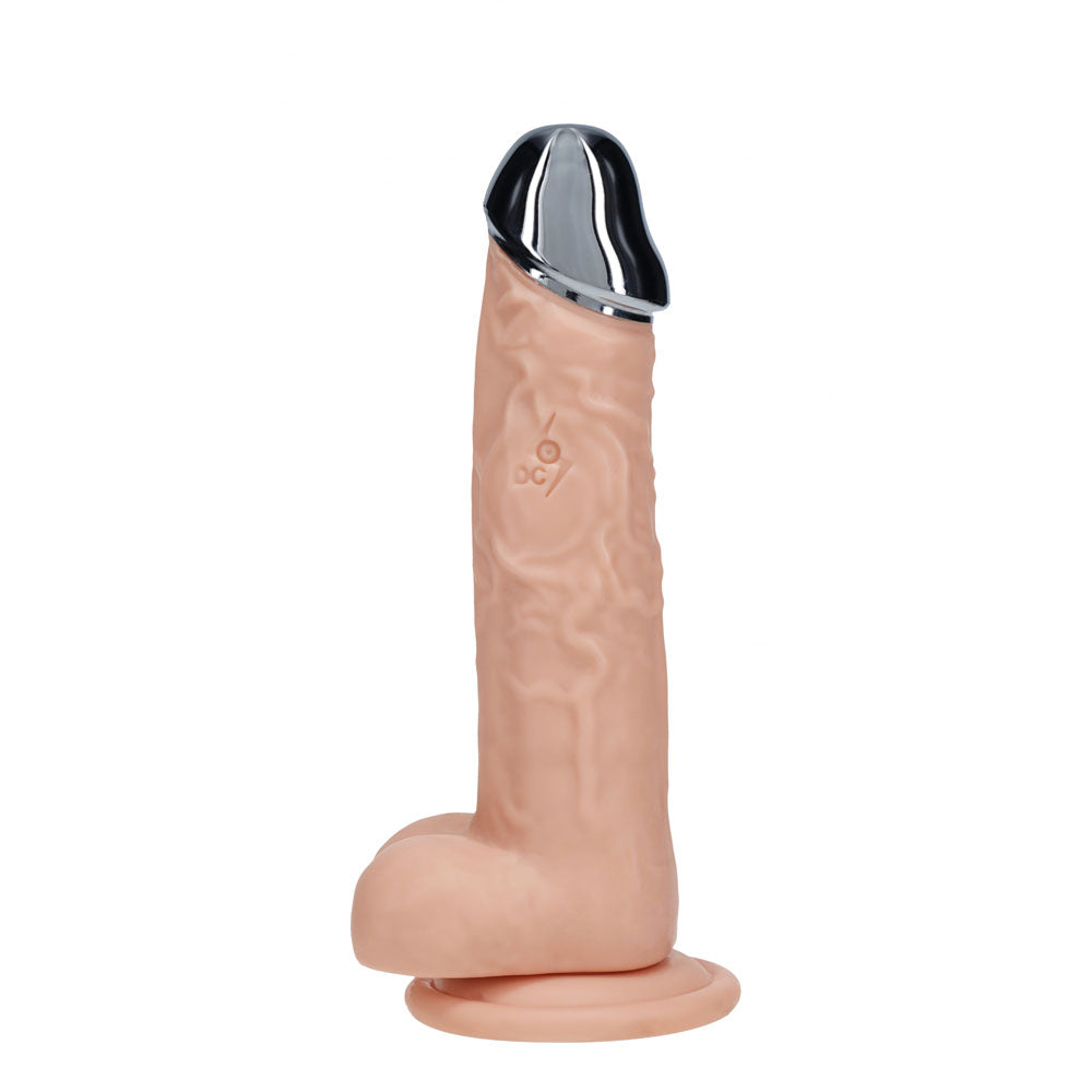 REALROCK Metal Head 7'' Rechargeable Dildo - Flesh - Flesh 19 cm USB Rechargeable Vibrating Dildo with Metal Head and Wireless Remote