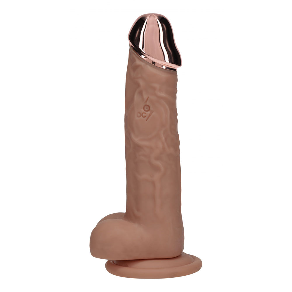 REALROCK Metal Head 8'' Rechargeable Dildo - Tan - Tan 22 cm USB Rechargeable Vibrating Dildo with Metal Head and Wireless Remote