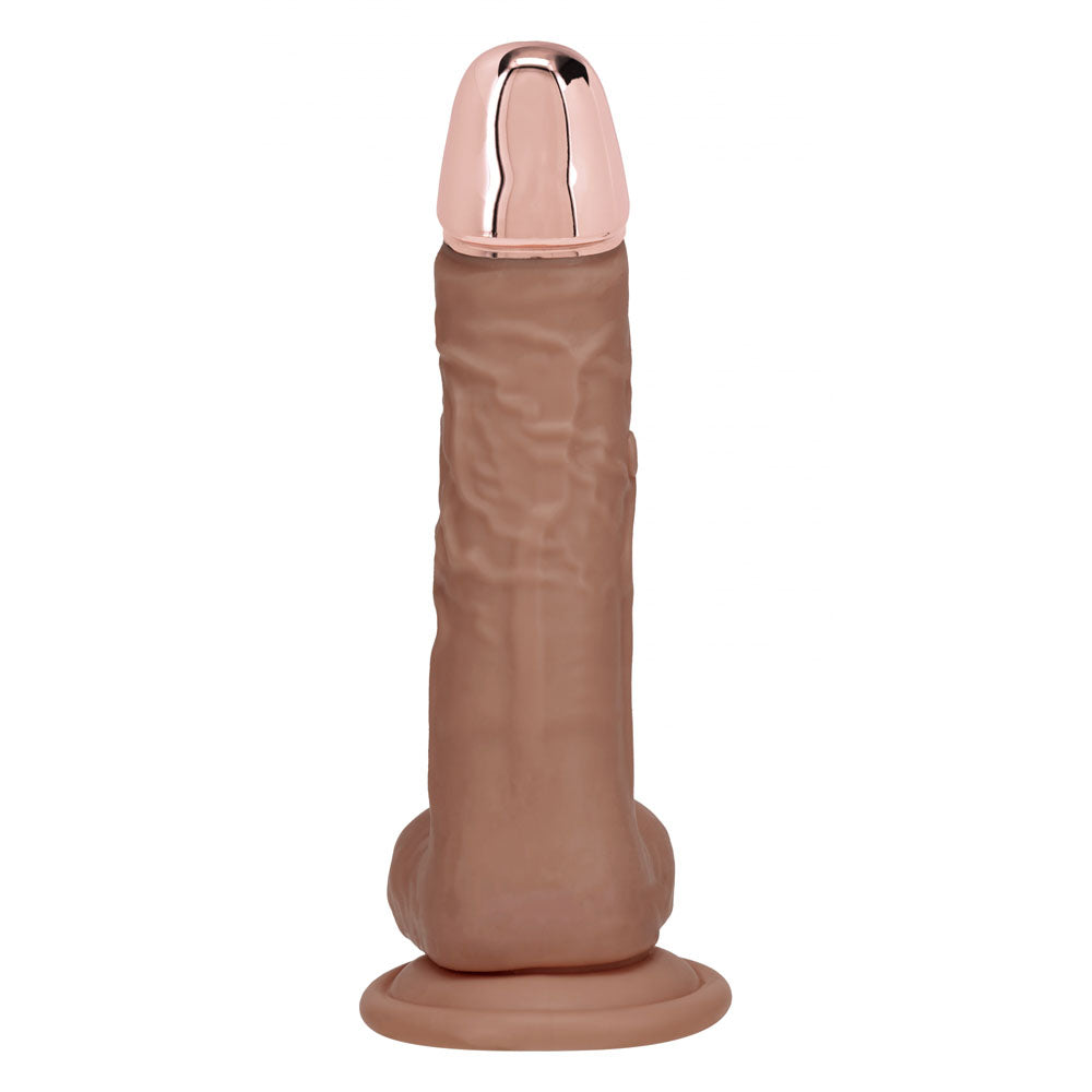 REALROCK Metal Head 8'' Rechargeable Dildo - Tan - Tan 22 cm USB Rechargeable Vibrating Dildo with Metal Head and Wireless Remote