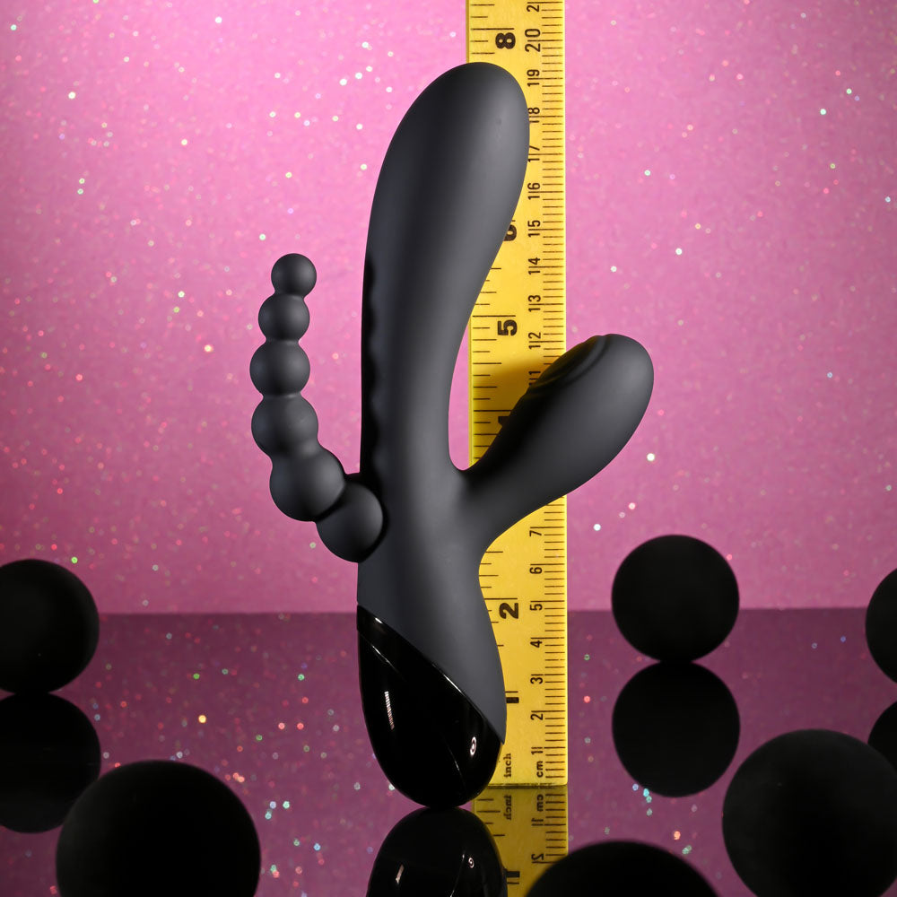 Selopa TRIPLE ACES - Black 19.7 cm USB Rechargeable Triple Stimulator Vibrator