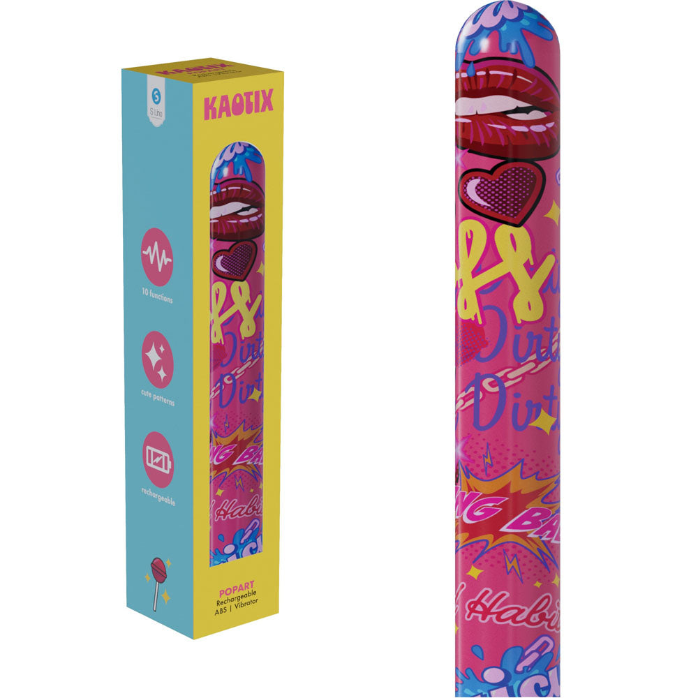 S-LINE Kaotix Pop Art - Pink 17.8 cm USB Rechargeable Vibrator