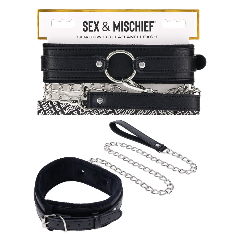 S&M Shadow Collar and Leash - Black Neck Restraint and Leash