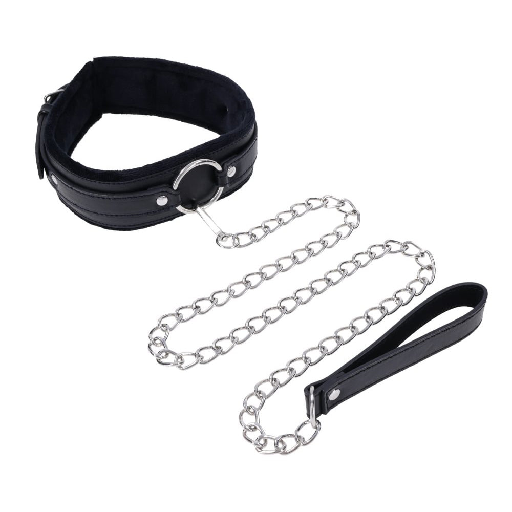 S&M Shadow Collar and Leash - Black Neck Restraint and Leash