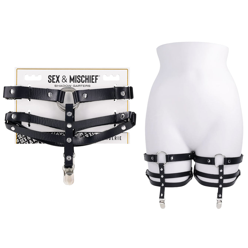 S&M Shadow Garters - Black Leg Garters