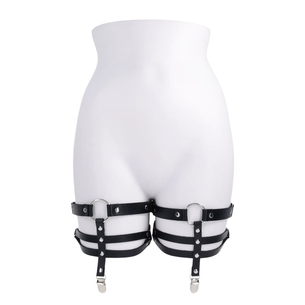 S&M Shadow Garters - Black Leg Garters