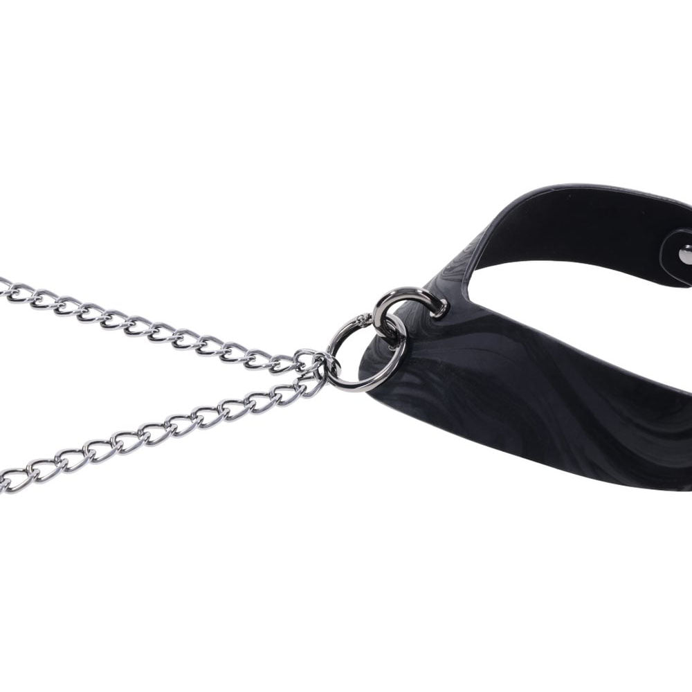 SPORTSHEETS Velvet Noir Collar & Removable Clamps - Black Neck & Nipple Restraints