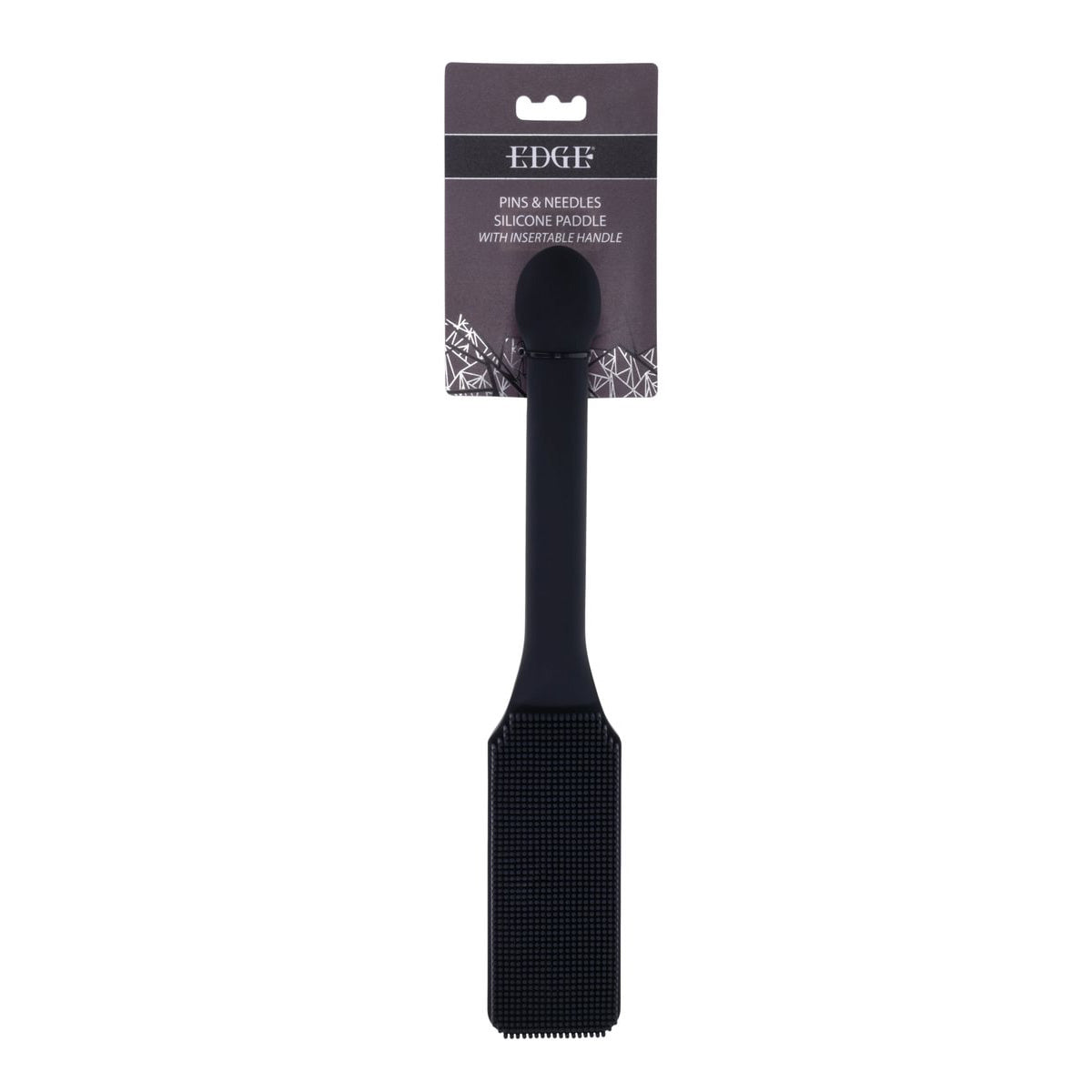 EDGE Pins & Needles Silicone Paddle - Black Spanking Paddle with Insertable Handle