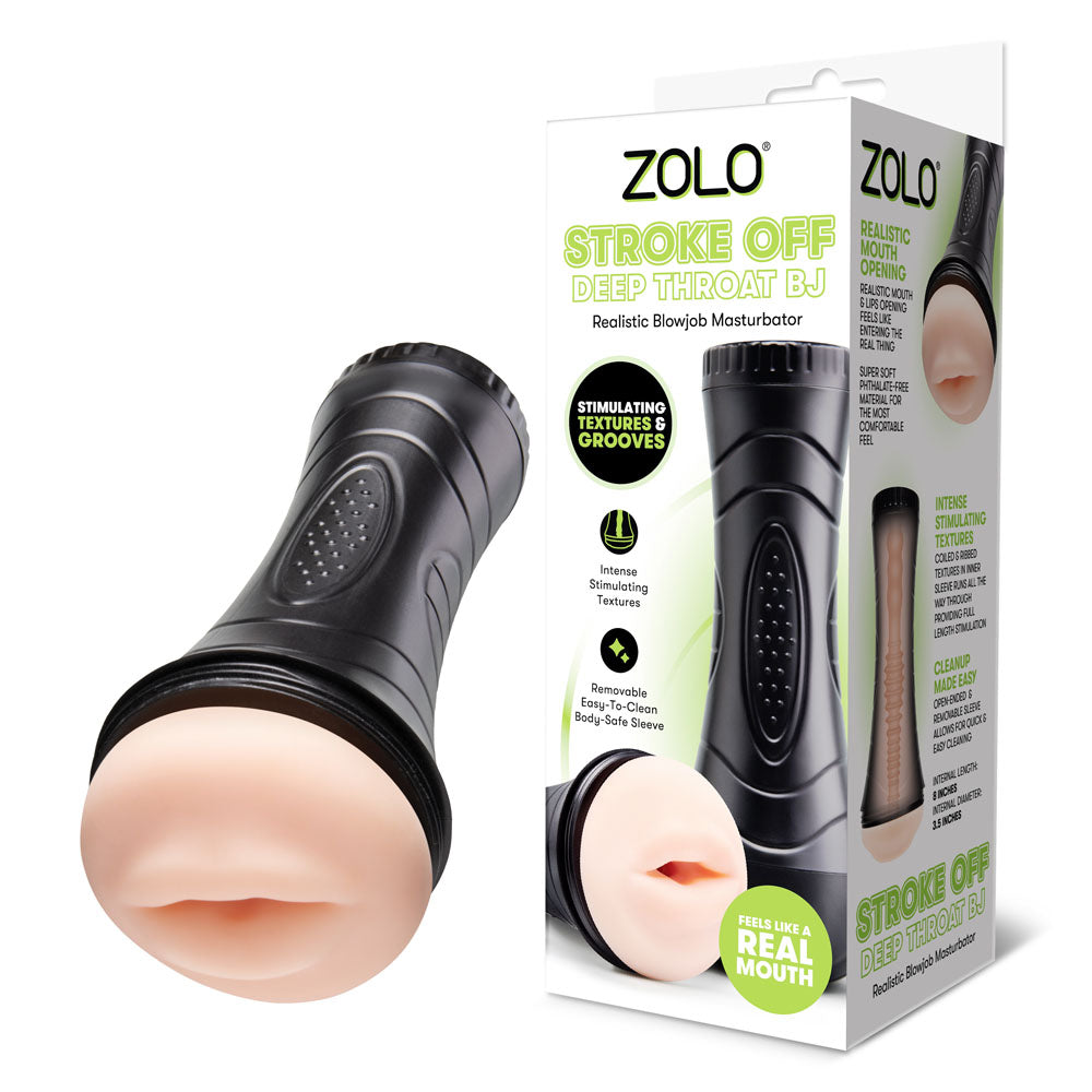 Zolo STROKE OFF Deep Throat BJ - Flesh Mouth Stroker