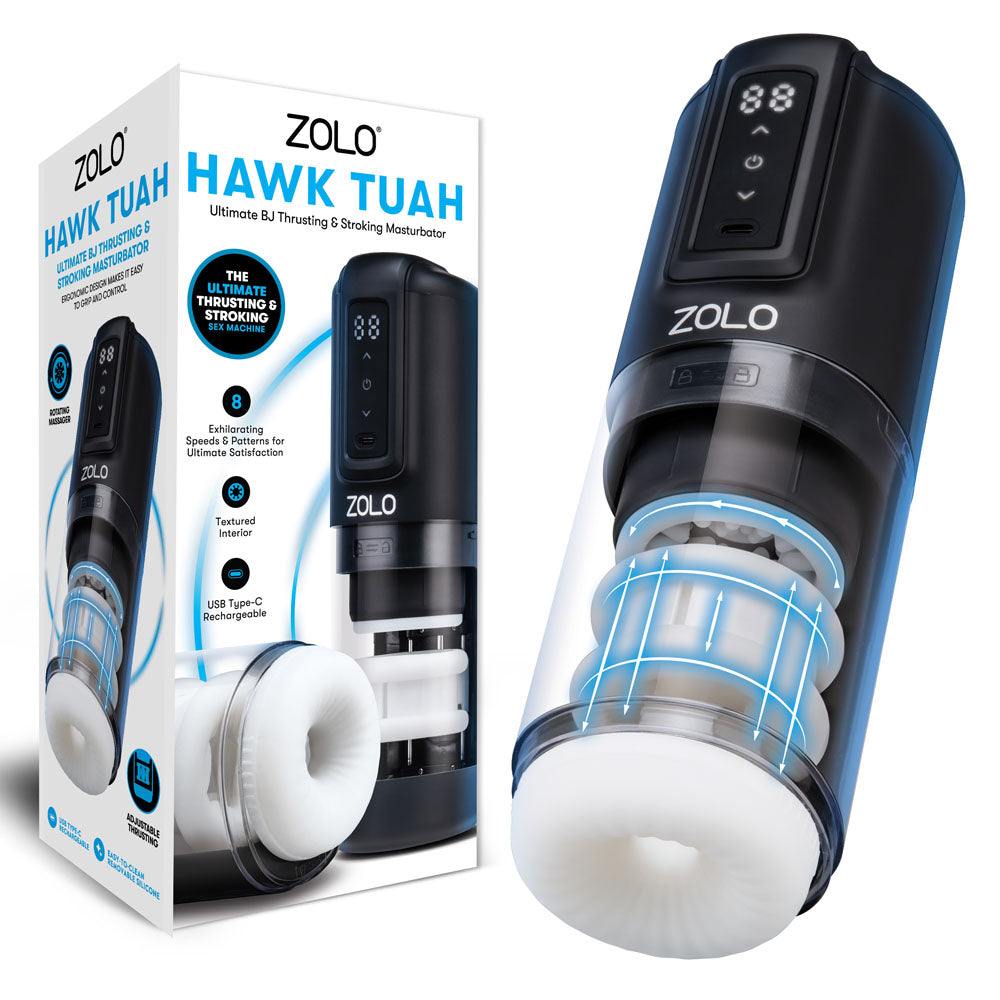 Zolo HAWK TUAH Ultimate BJ Stroker - USB Rechargeable Thrusting & Rotating Auto Stroker